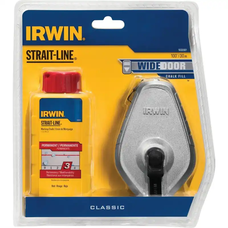 Irwin IWHT48441RC STRAIT-LINE 100 Ft Classic Chalk Line Reel and Chalk