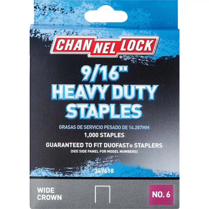 Channellock 347618 No. 6 Heavy-Duty Wide Crown Staple 9/16 In. (1000-Pack)