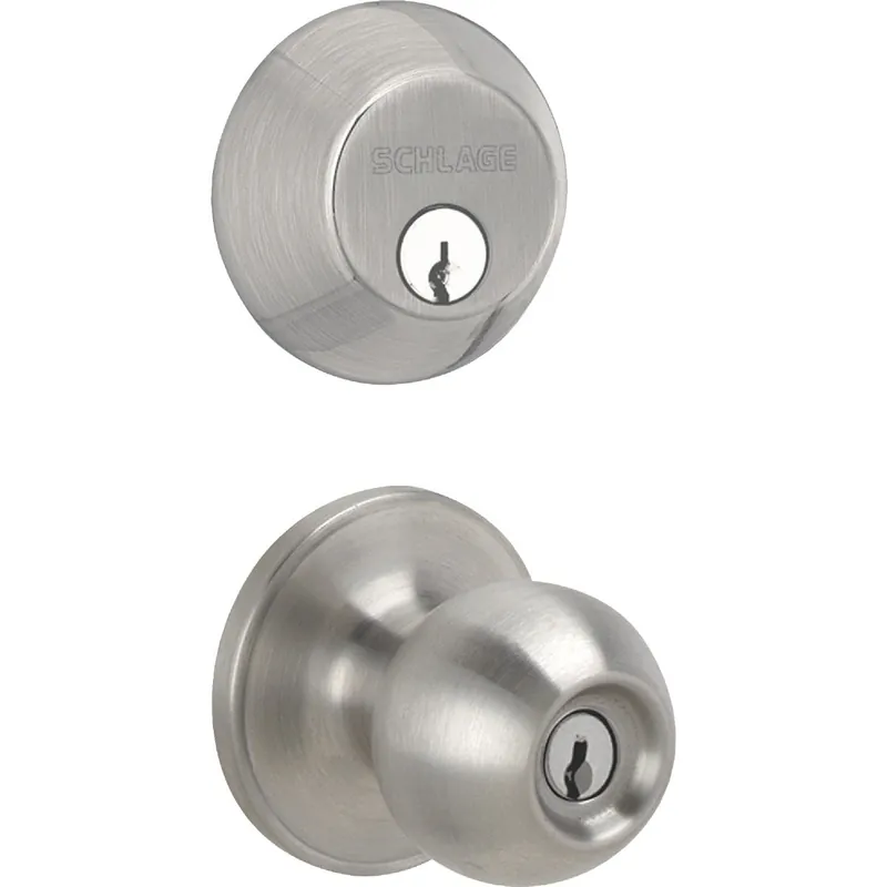 Schlage JC60VCNA619 Dexter Satin Nickel Deadbolt and Door Knob Combo