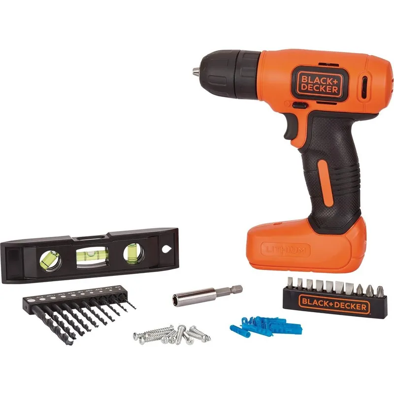 Black & Decker BDCD8HDPK 8-Volt Lithium-Ion 3/8 In. Cordless Drill Home Project Kit