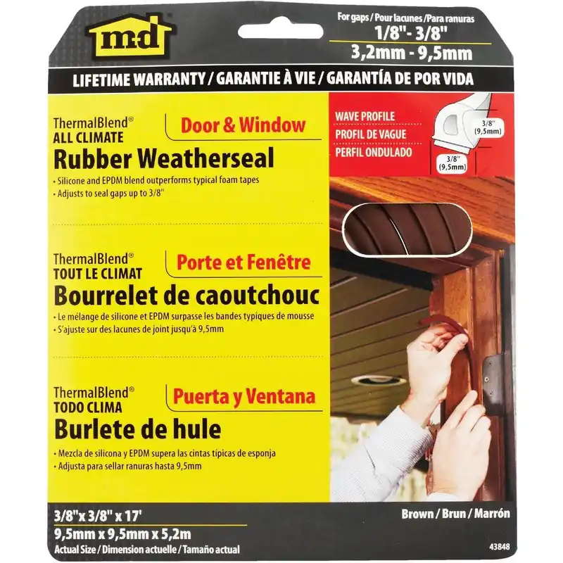 M-D 43848 M-D Brown 17 Ft. Rubber Weatherstrip