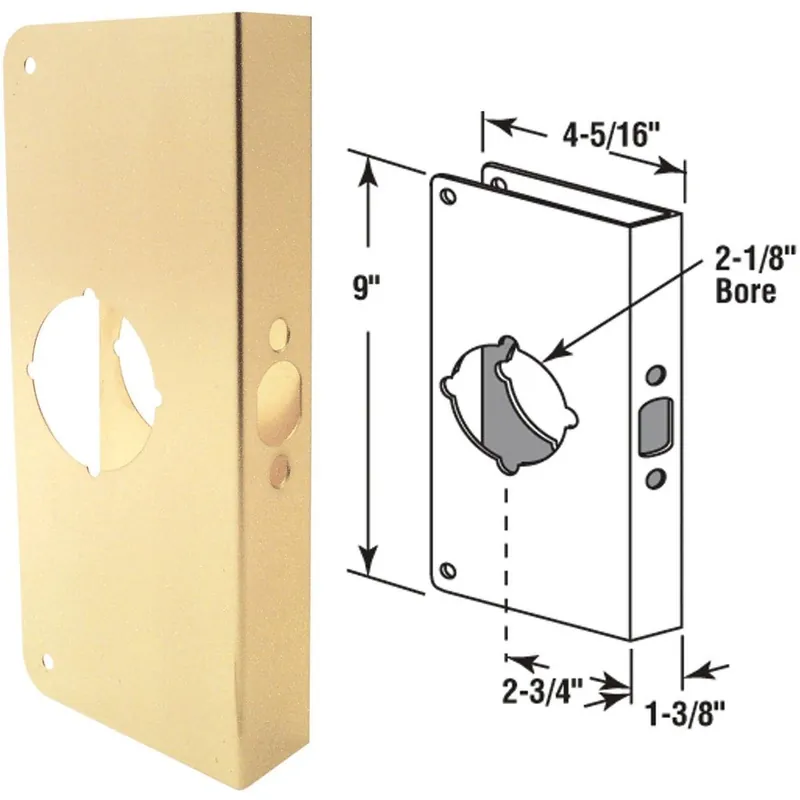 Defender Security U9549 1-3/8 In. x 2-3/4 In. Brass Door Reinforcer