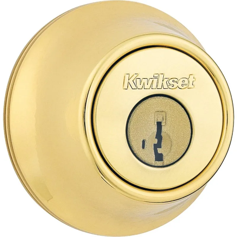Kwikset 6603RCALRCSSMT Polished Brass Single Cylinder Deadbolt with SmartKey Security