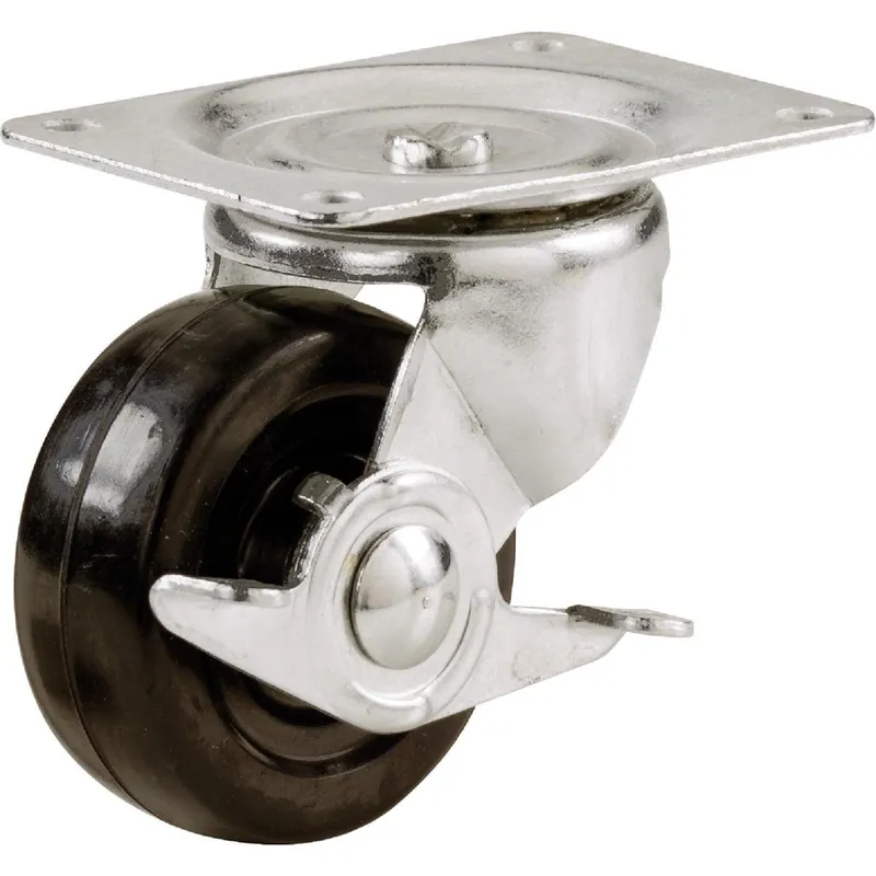 Shepherd Hardware 9509 2 In. General-Duty Soft Rubber Swivel Plate Caster with Brake