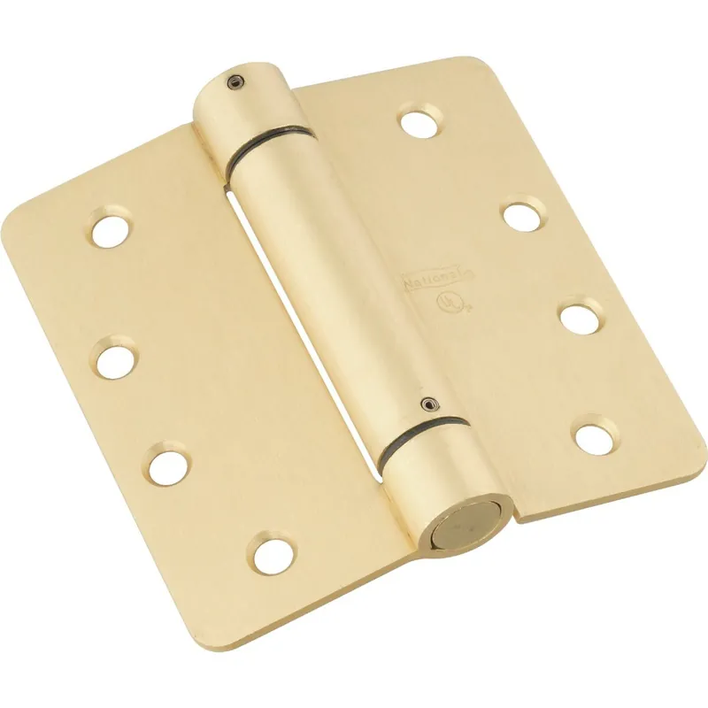 National N185207 4 In. 1/4 In. Radius Brass Spring Door Hinge