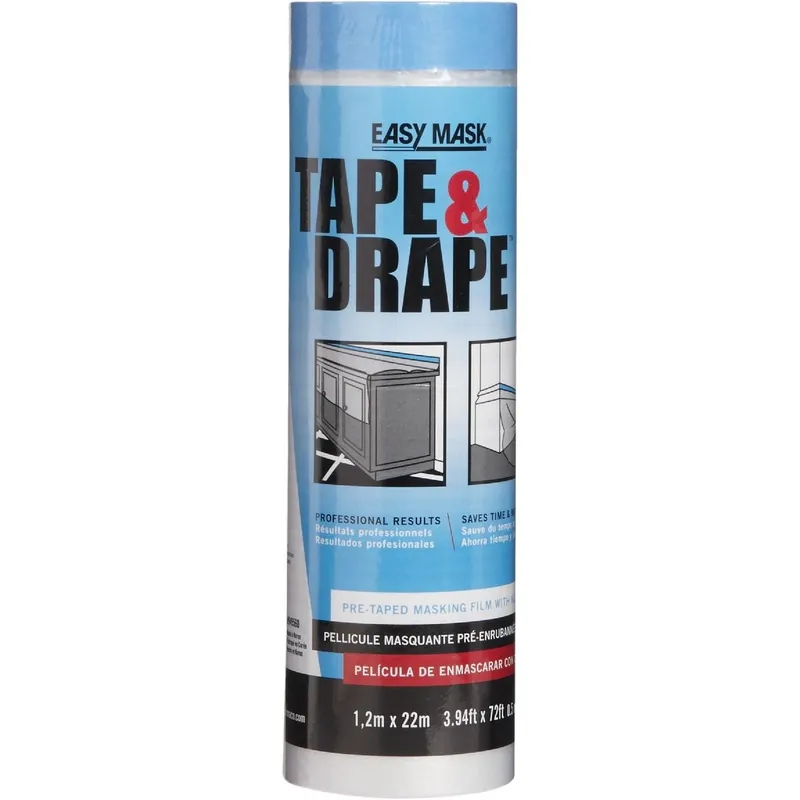 Trimaco 949560 Tape & Drape Pre-Taped Plastic 4 Ft x 75 Ft Drop Cloth