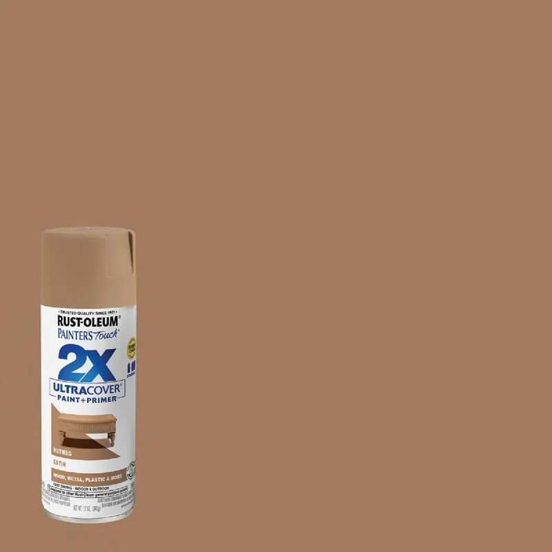 Rust-Oleum 334076 Painter's Touch 2X Ultra Cover 12 Oz. Satin Paint + Primer Spray Paint, Nutmeg