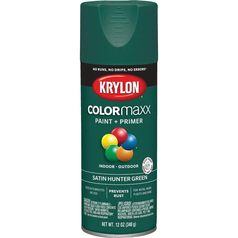 Krylon K05563007 ColorMaxx Satin Spray Paint 12 Oz. Hunter Green