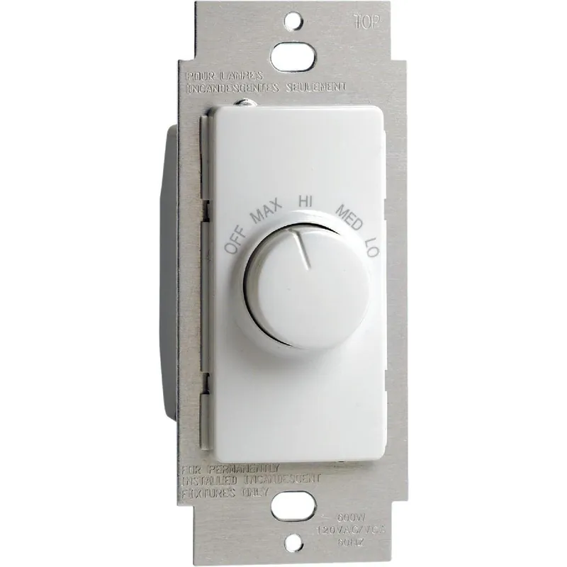 Leviton R24-RTF01-10W White 4-Speed Single Pole Rotary On/Off Fan Control Switch