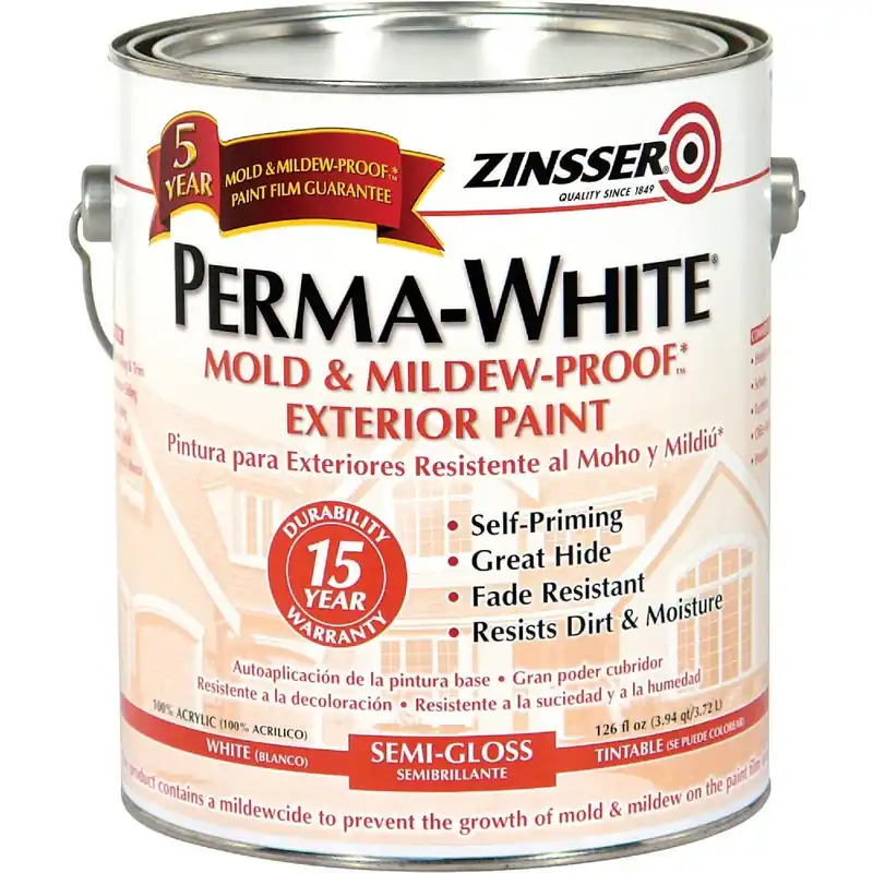 Zinsser 3131 Perma-White White-Tintable Semi-Gloss Gallon Mildew Paint