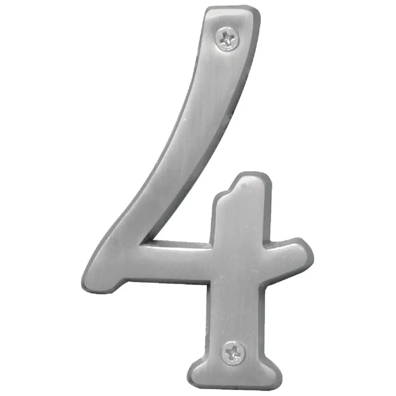 Hy-Ko BR-43SN/4 Prestige Series 4 In. Satin Nickel House Number Four