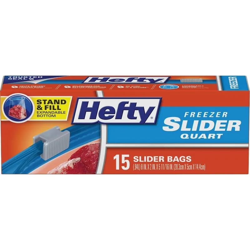 Hefty R82216 Slider Freezer Bag 1 Qt. (15 Count)