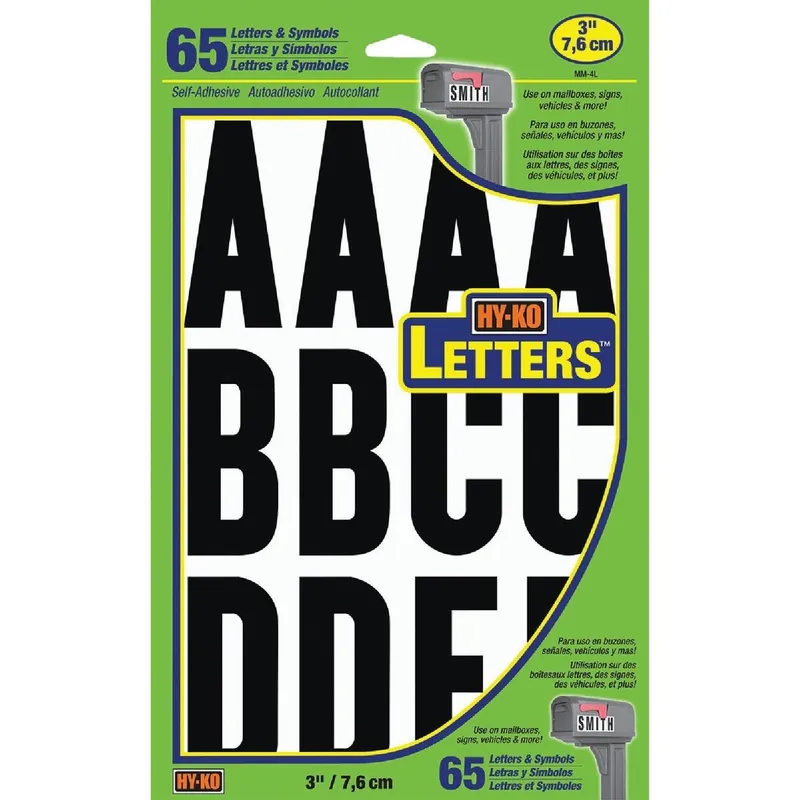 Hy-Ko MM-4L57 3 In. Self-Adhesive Assortment Letters