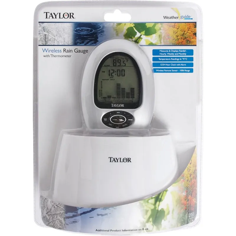 Taylor 2755 Wireless Rain Gauge & Thermometer