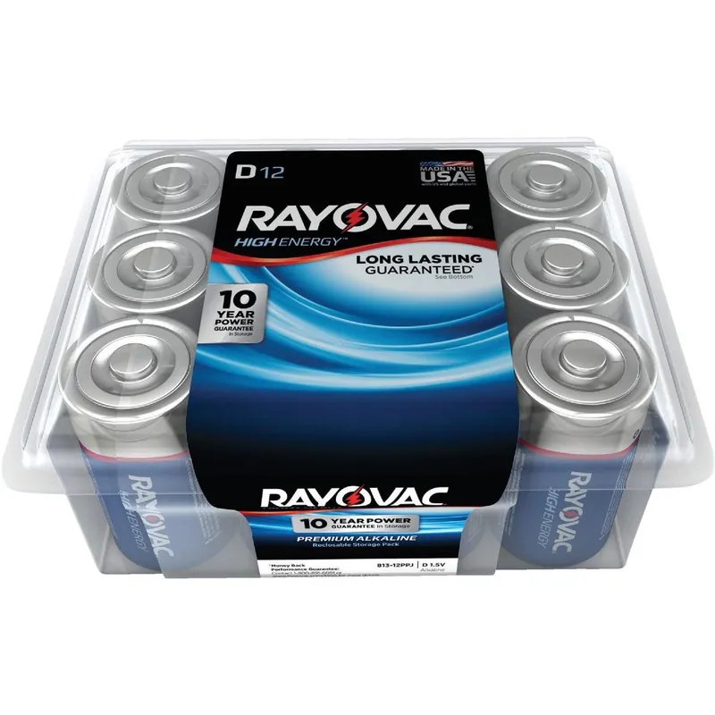 Rayovac 813-12PPK High Energy D Alkaline Battery (12-Pack)