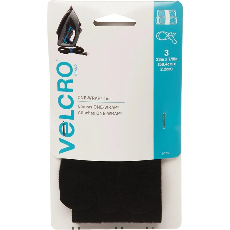 Velcro 90700 One-Wrap 7/8 In. x 23 In. Black Hook & Loop Tie (3 Ct.)