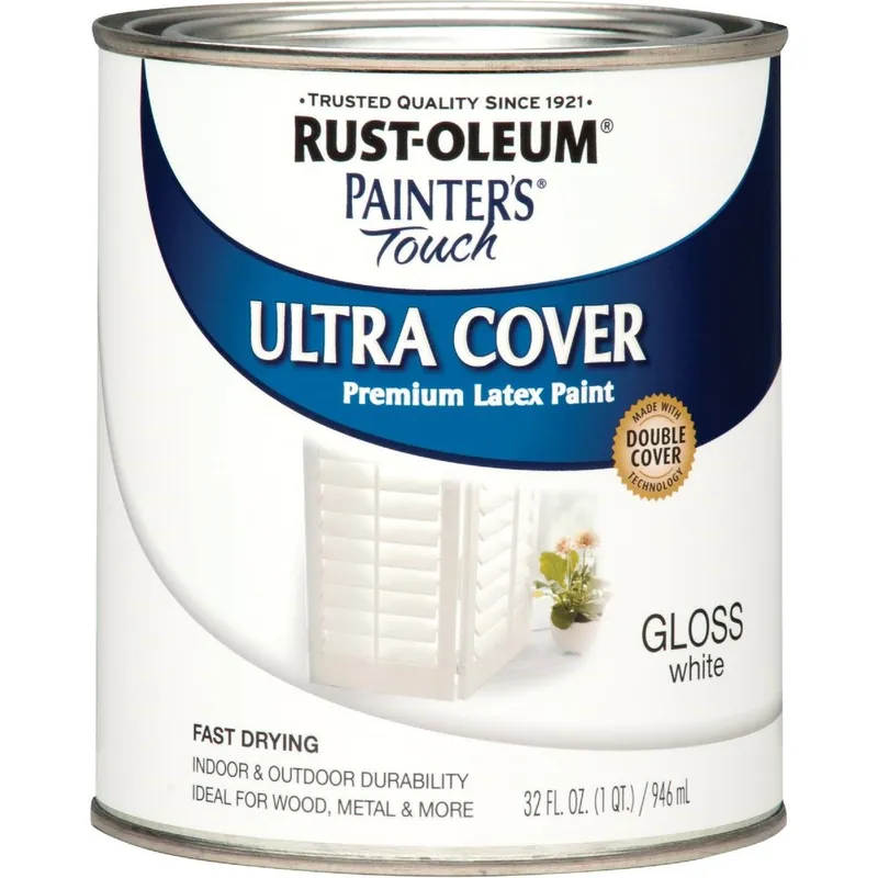 Rust-Oleum 1992502 Painter's Touch 2X Ultra Cover Premium Latex Paint White Gloss 1 Qt. Replacement MPN