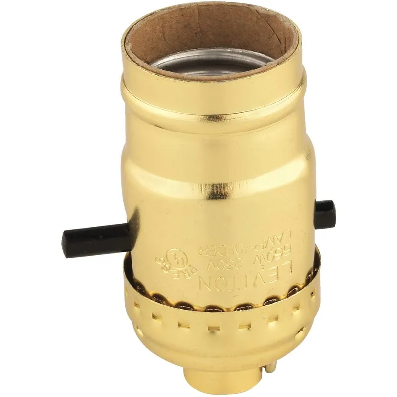Leviton 053-06098-0PG Push-Button Medium Base Polished Gilt Lamp Socket