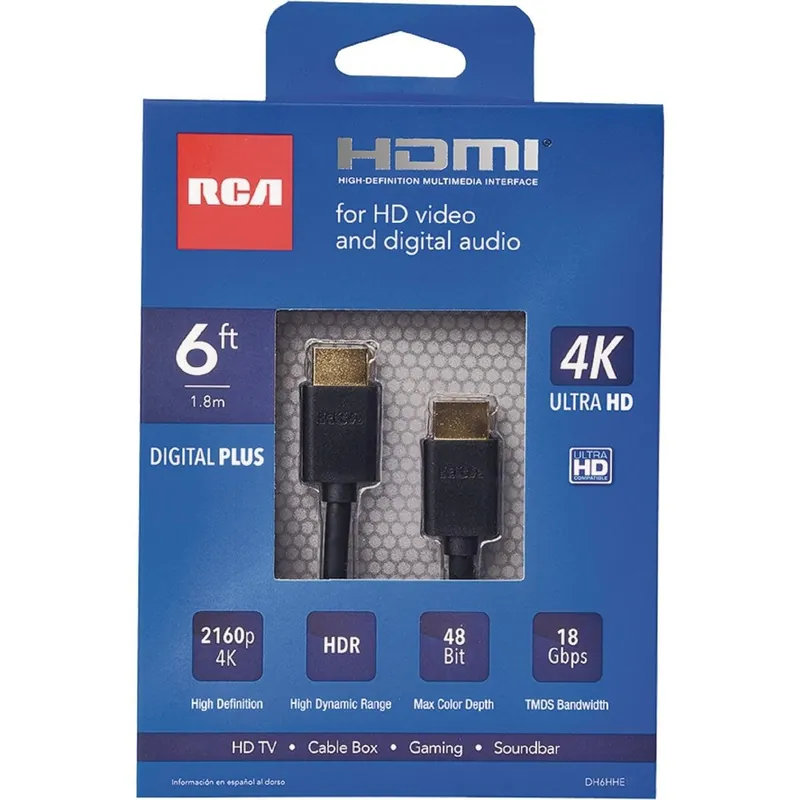 RCA DH6HHE HDMI Cable 4K Ultra HD 6 Ft Each