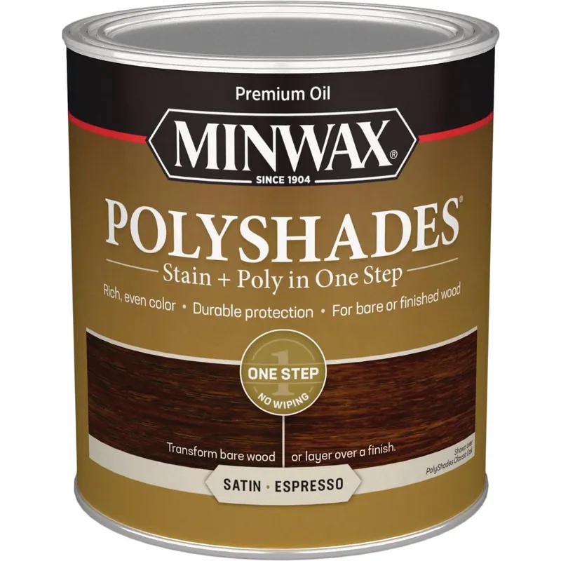 Minwax 613970444 Polyshades 1 Qt. Satin Stain & Finish Polyurethane In 1-Step Espresso