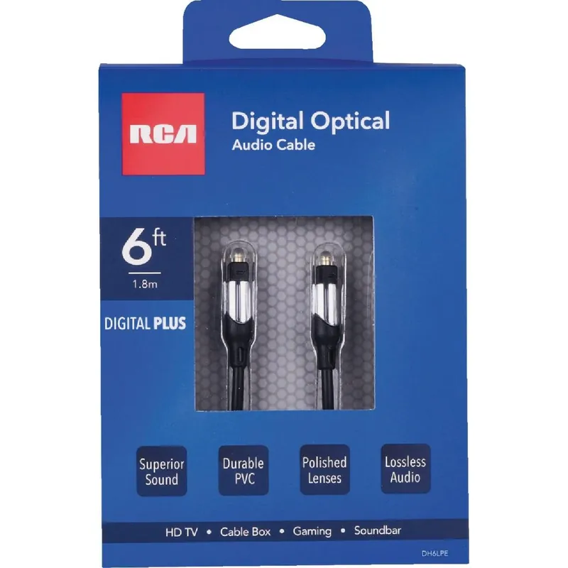 RCA DH6LPE 6 Ft. Gray Audio Optical Cable