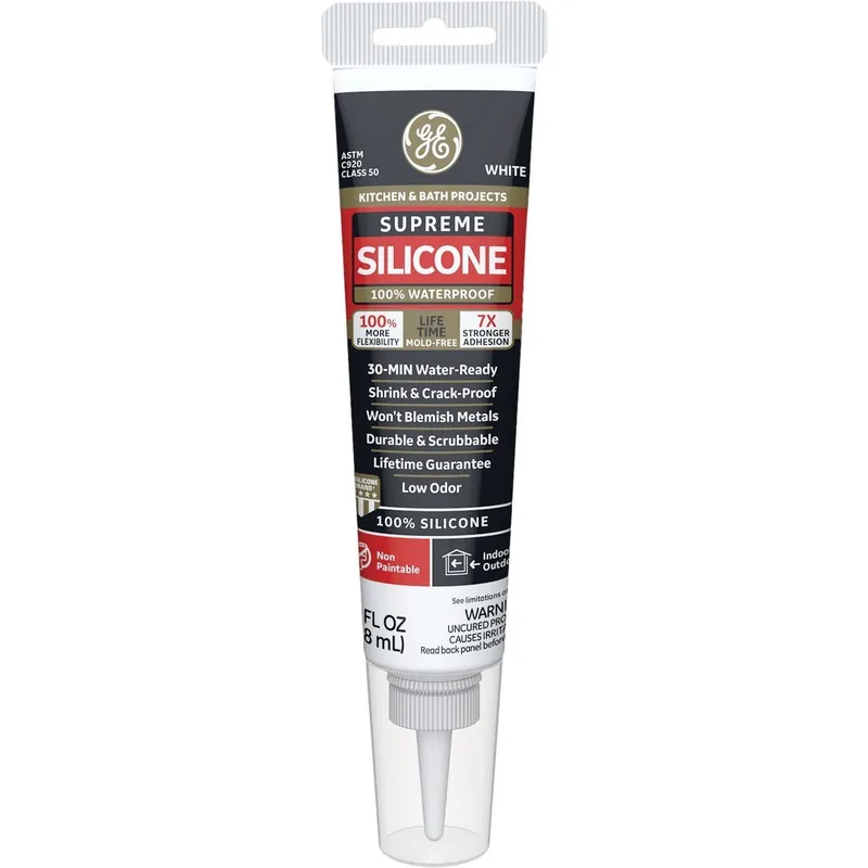 GE 2823400 Supreme Silicone Kitchen & Bath Sealant Squeeze White 2.8 Oz.