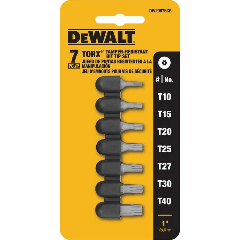DeWalt DW2067SCR 7-Piece Security Torx Screwdriver Bit Set