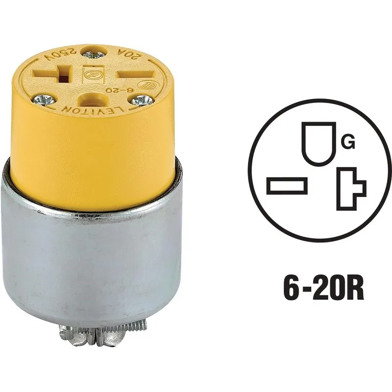 Leviton 000-620CA 20A 250V 3-Wire 2-Pole Armored Cord Connector