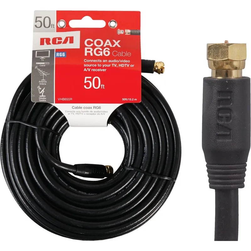 RCA VHB655R 50 Ft. Black Digital RG6 Coaxial Cable