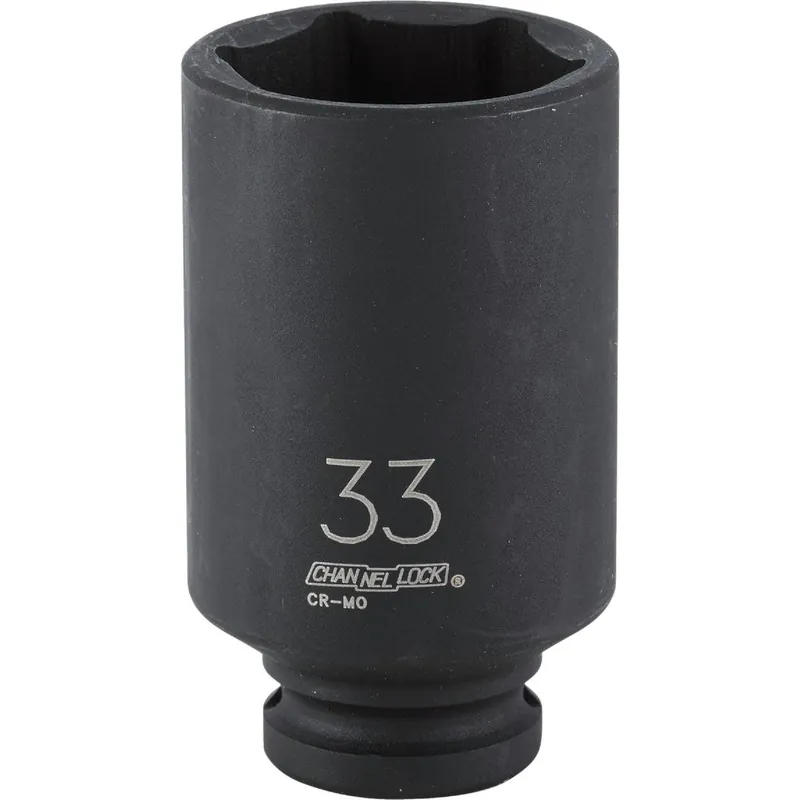 Channellock 302934 1/2 In. Drive 33 mm 6-Point Deep Metric Impact Socket