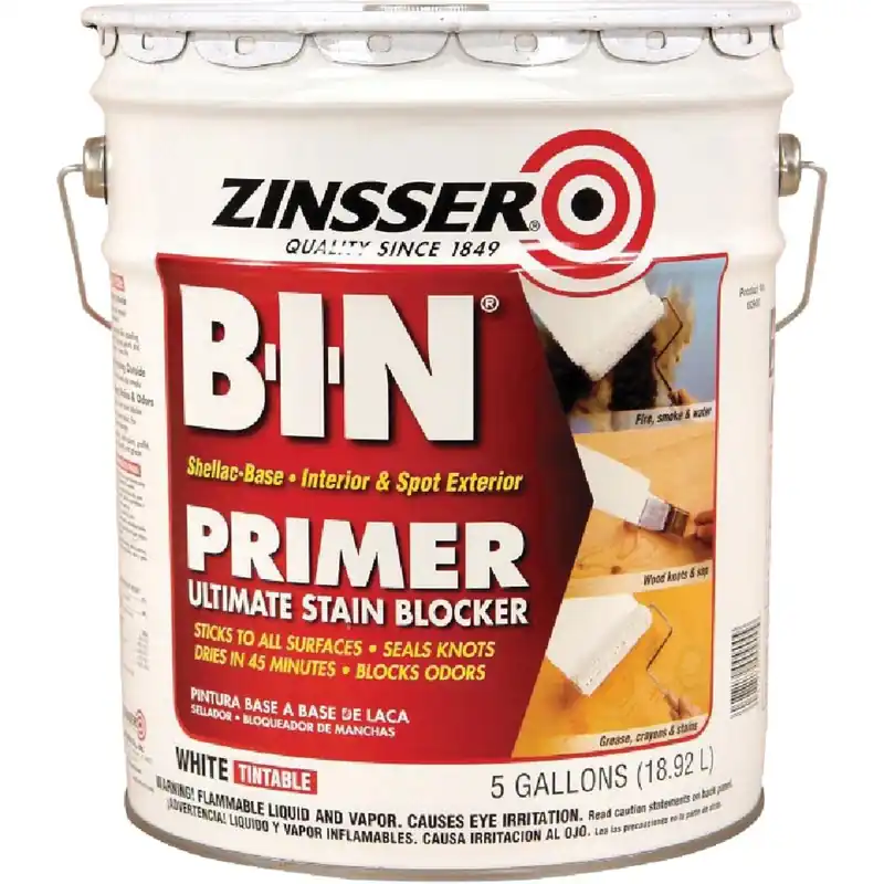Zinsser 900 B-I-N Shellac-Based Ultimate Stain Blocker Interior & Spot Exterior Primer White 5 Gal.