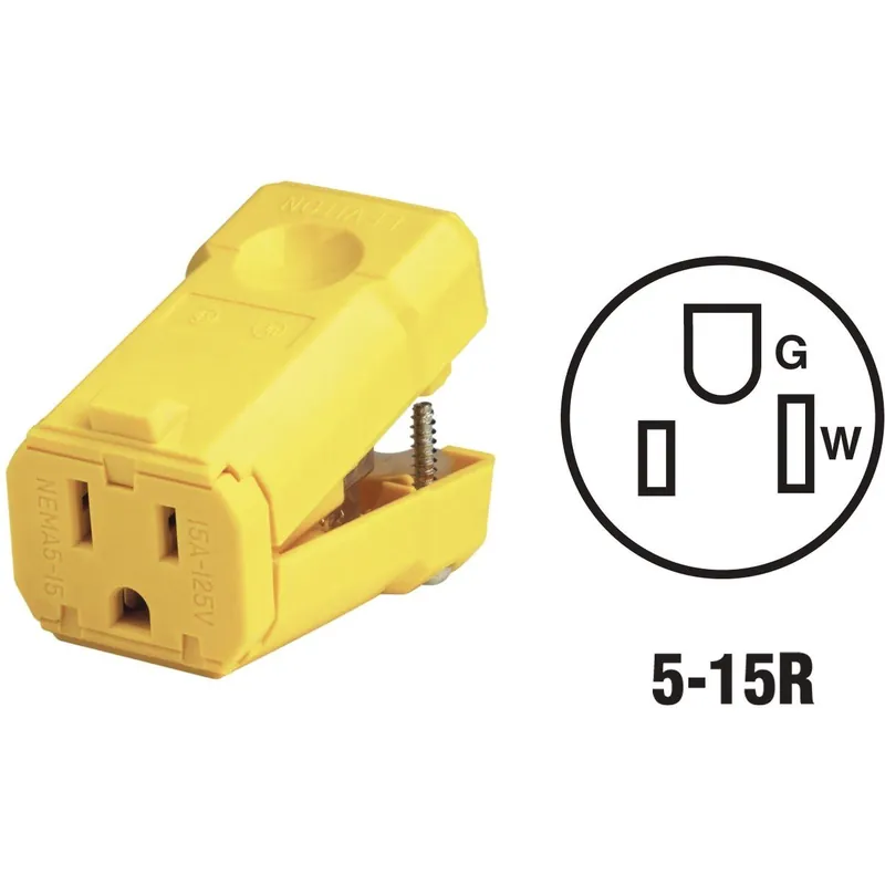 Leviton 081-5259VY 15A 125V 3-Wire 2-Pole Python Cord Connector