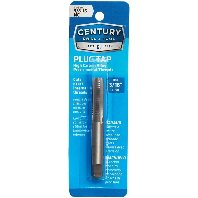 Century Drill Tool 95107 3/8-16 Carbon Steel National Coarse Tap-Plug
