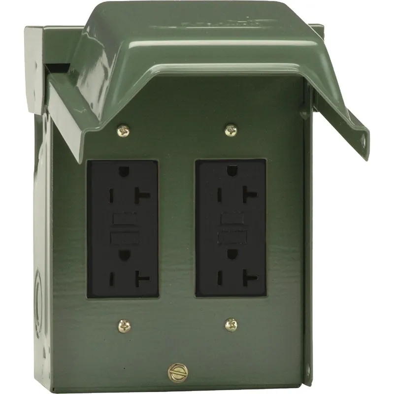 GE U012010GRP Backyard 20A Green Residential Grade 5-20R GFCI Outlet with 2 Receptacles