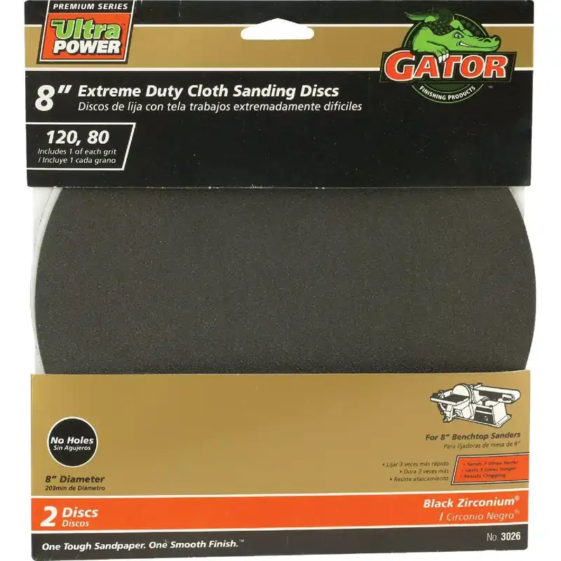 Gator 3026 8 In. 120/80 Grit Stick-On Sanding Disc (2-Pack)
