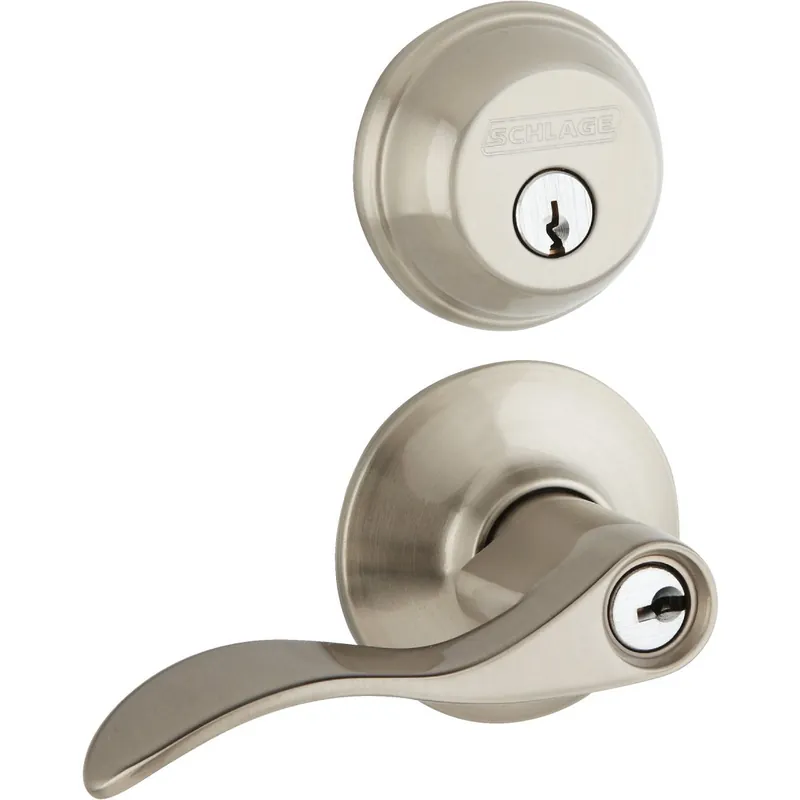 Schlage FB50NVACC619 Accent Satin Nickel Single Cylinder Deadbolt & Door Lever Combo Lockset