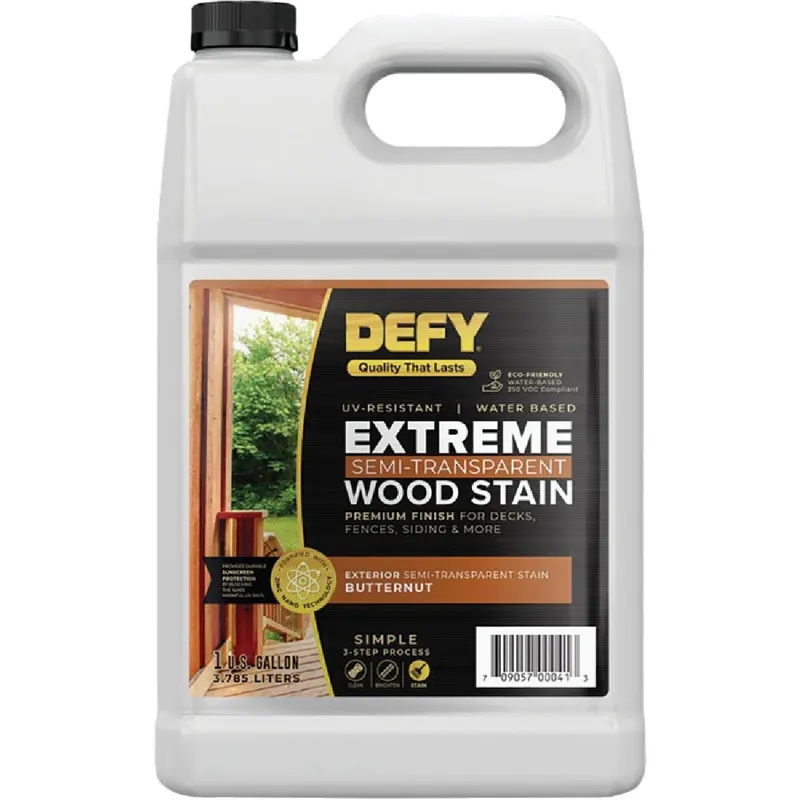 DEFY 300425-F Extreme Semi-Transparent Exterior Wood Stain Butternut 1 Gallon Bottle