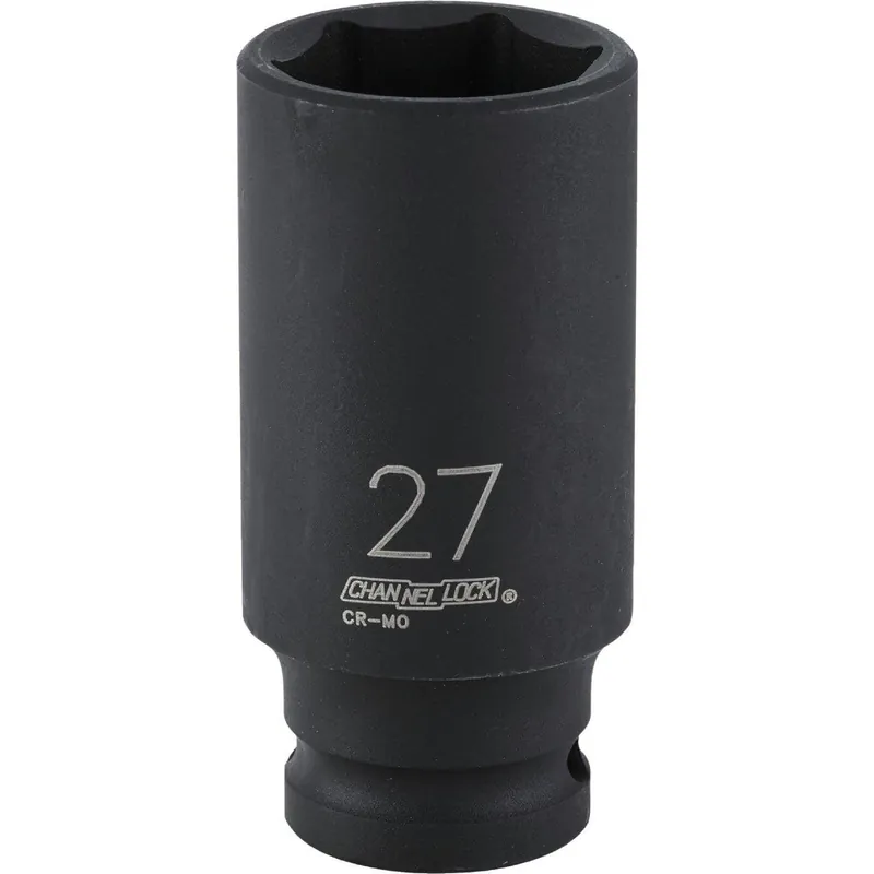 Channellock 302927 1/2 In. Drive 27 mm 6-Point Deep Metric Impact Socket