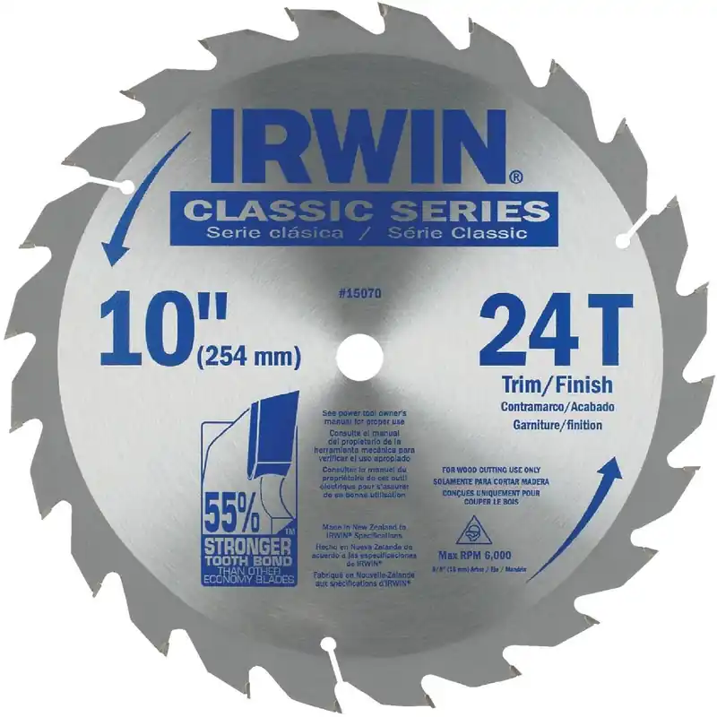 Irwin 15070G Classic Series 10 In. 24-Tooth Trim/Finish Circular Saw Blade
