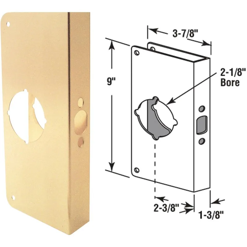 Defender Security U9547 1-3/8 In. x 2-3/8 In. Brass Door Reinforcer
