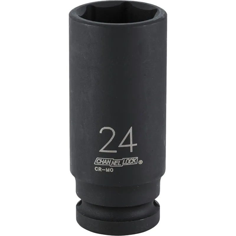 Channellock 302925 1/2 In. Drive 24 mm 6-Point Deep Metric Impact Socket