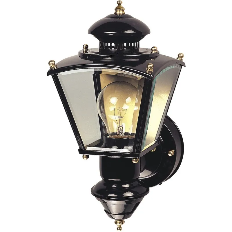 Heath Zenith HZ-4150-BK Black Motion Activated/Dusk-To-Dawn Incandescent Outdoor Wall Light Fixture