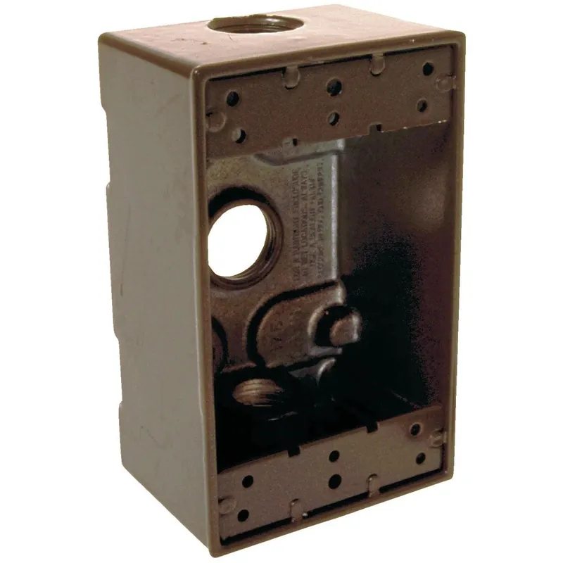 Bell 5320-7 HUB5320-7 Single Gang 1/2 In. 3-Outlet Bronze Aluminum Weatherproof Outdoor Outlet Box
