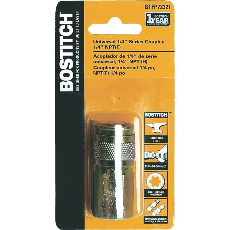 Bostitch BTFP72321 Universal 6-Ball Design Push-to-Connect 1/4 In. NPTF Coupler