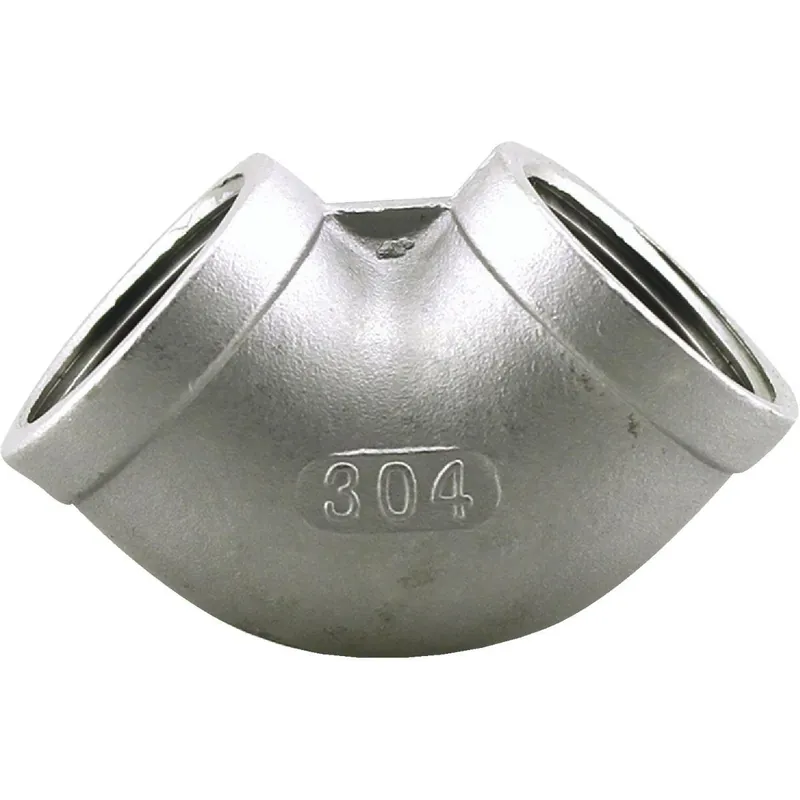 PLUMBEEZE U2-SSE-03 3/8 In. FIP 90 Deg. Stainless Steel Elbow (1/4 Bend)