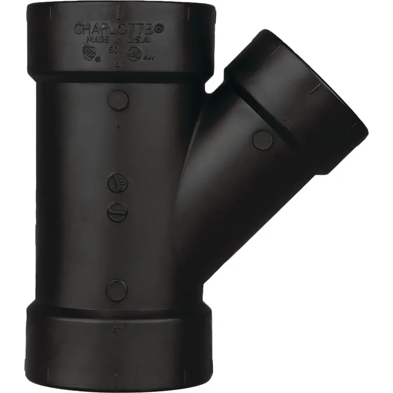 Charlotte Pipe ABS006011200HA 3 x 3 x 1-1/2 In. Hub x Hub x Hub Reducing ABS Wye