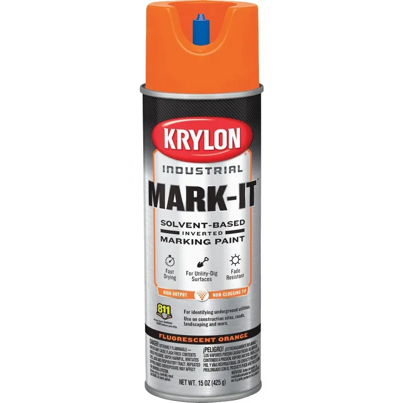 Krylon 730708 Mark-It 730708 Industrial SB Fluorescent Orange Inverted Marking Paint