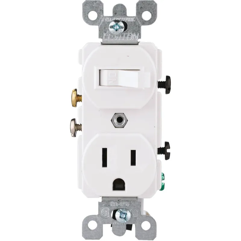 Leviton 52250WS White 15A Heavy-Duty Switch & Outlet