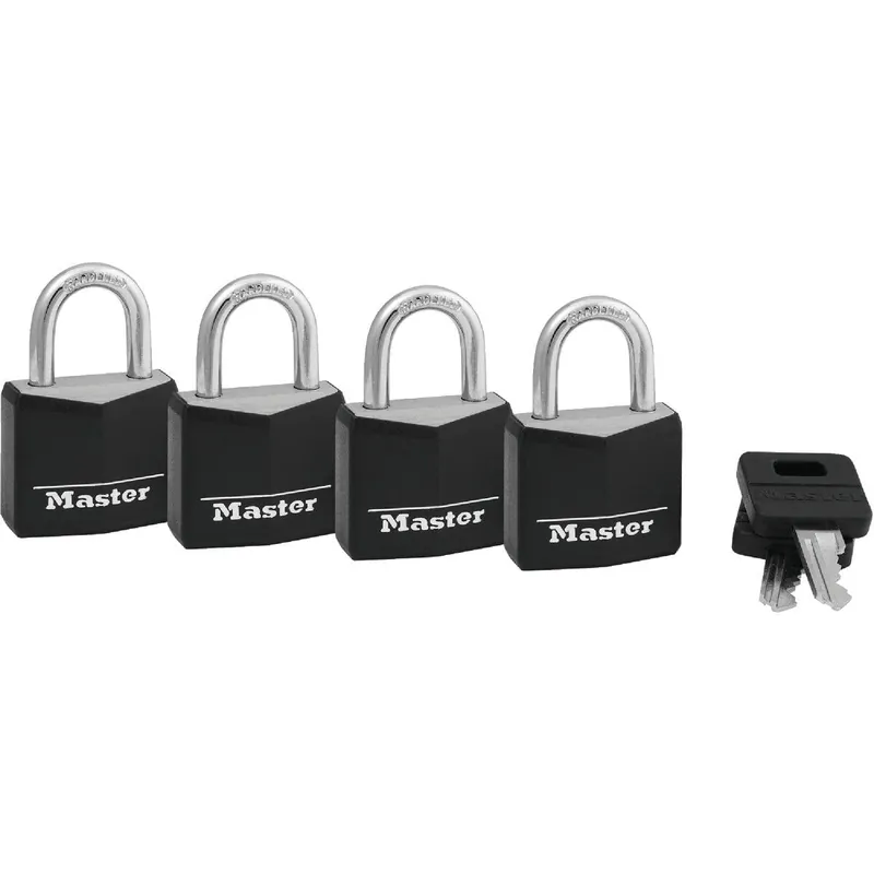 Master Lock 131Q Black Covered Keyed Alike Padlock 1-3/16 In. W (4-Pack)
