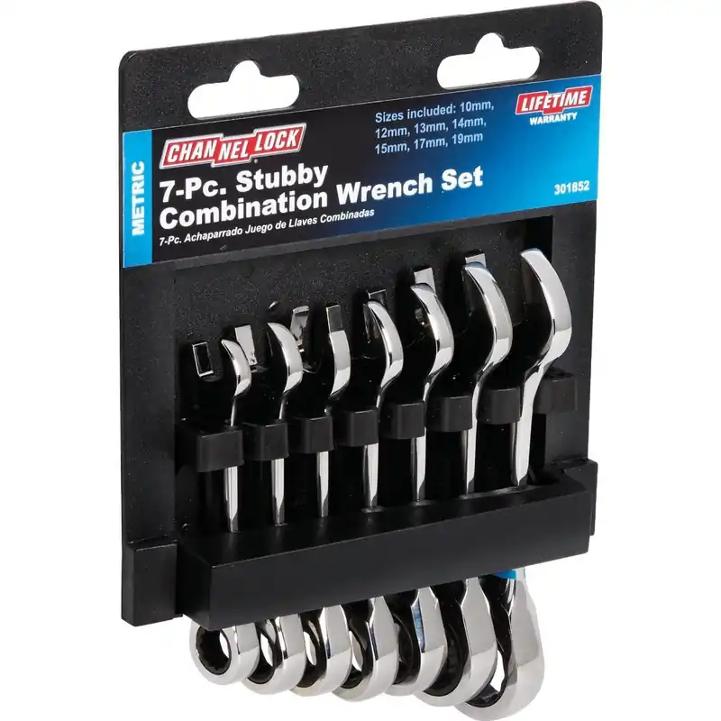 Channellock GT4SSNVLM7 Metric 12-Point Stubby Ratcheting Combination Wrench Set (7-Piece)